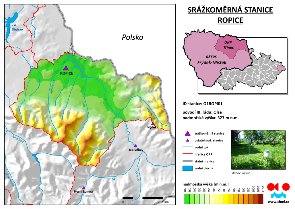 Průběh srážek ve stanici Ropice Průběh srážek ve stanici Ropice
