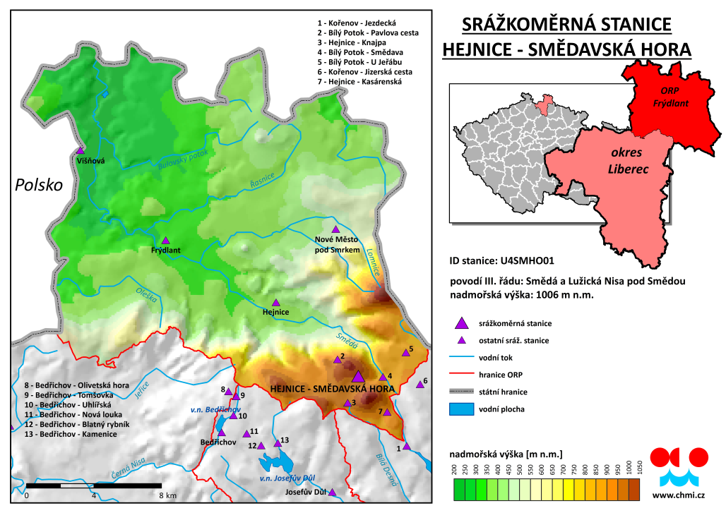 Průběh srážek ve stanici Hejnice, Smědavská hora Průběh srážek ve stanici Hejnice, Smědavská hora