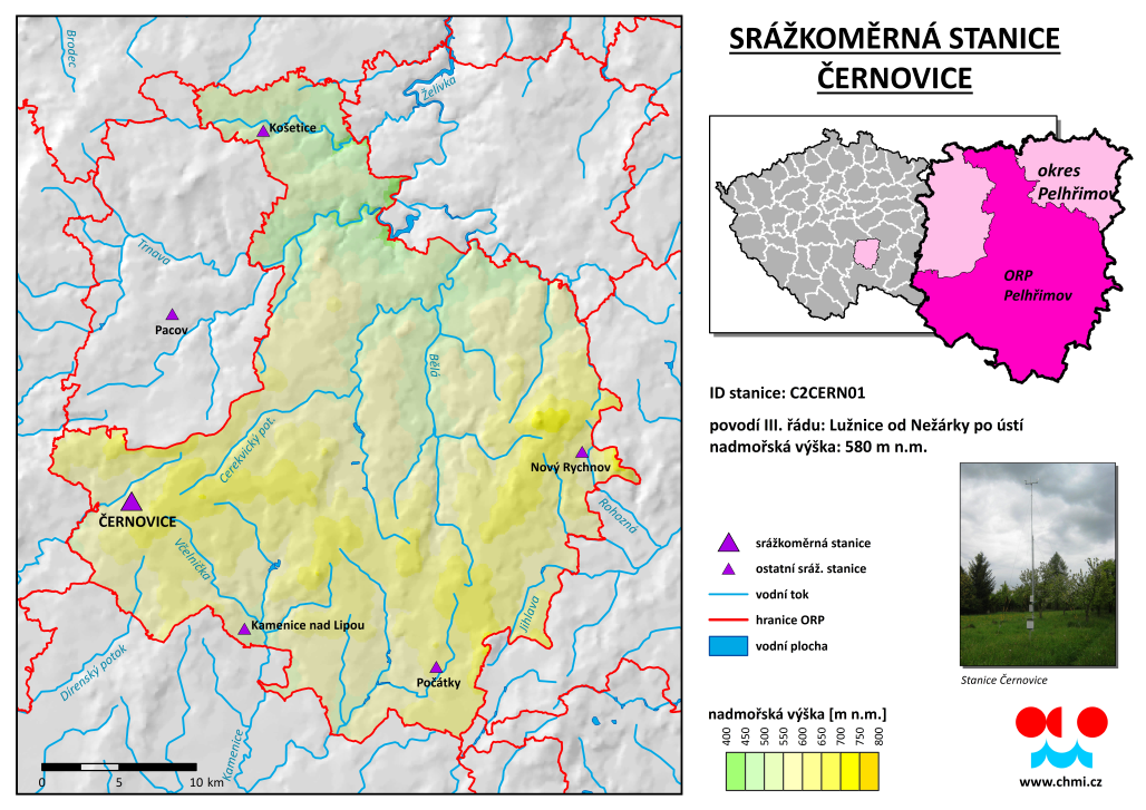 Průběh srážek ve stanici Černovice, Dobešov