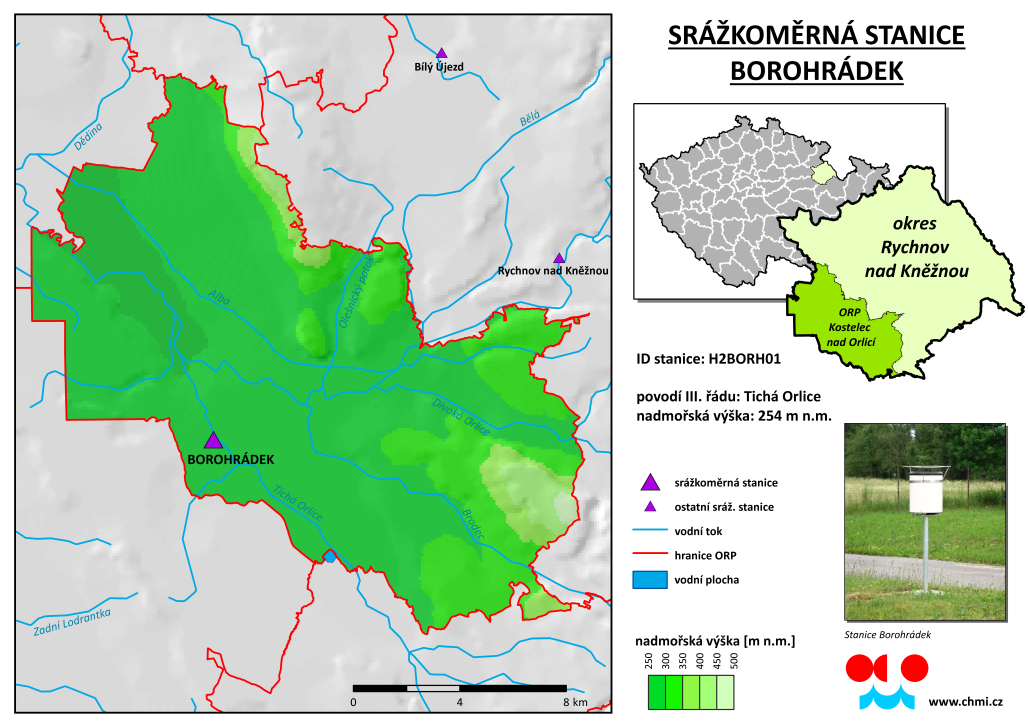 Průběh srážek ve stanici Borohrádek