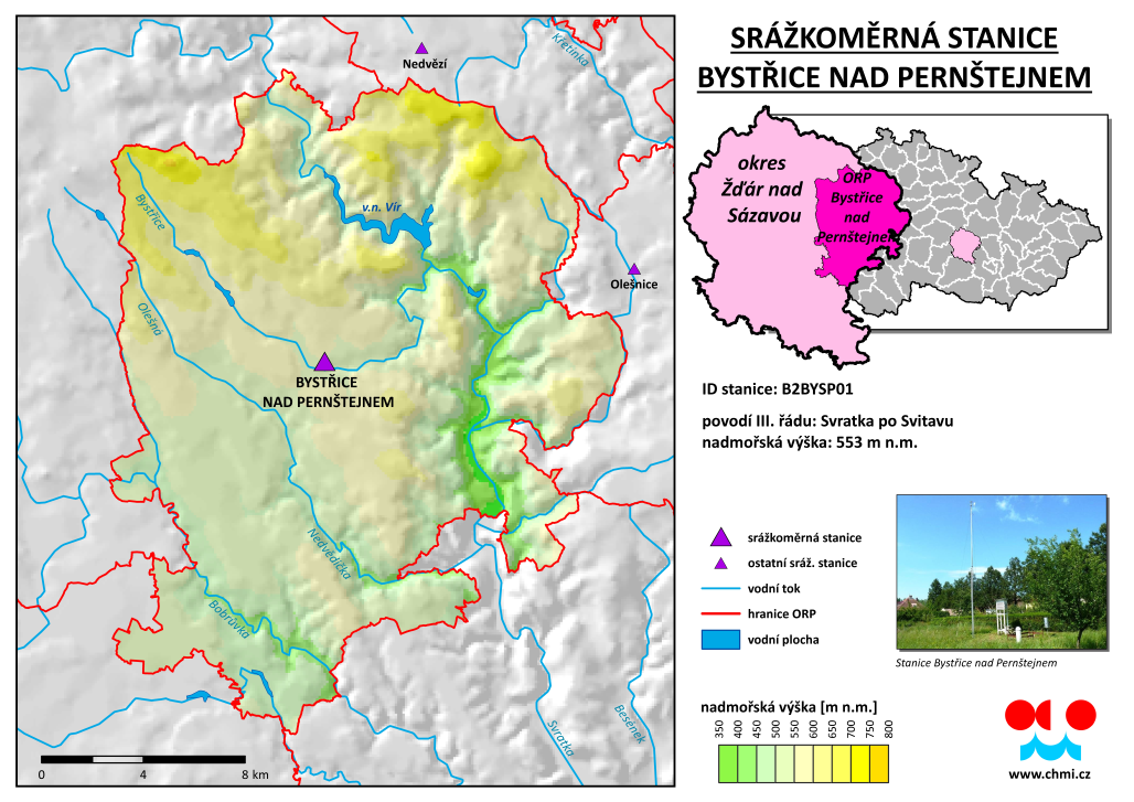 Průběh srážek ve stanici Bystřice nad Pernštejnem