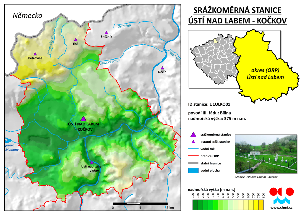 Průběh srážek ve stanici Ústí nad Labem, Kočkov