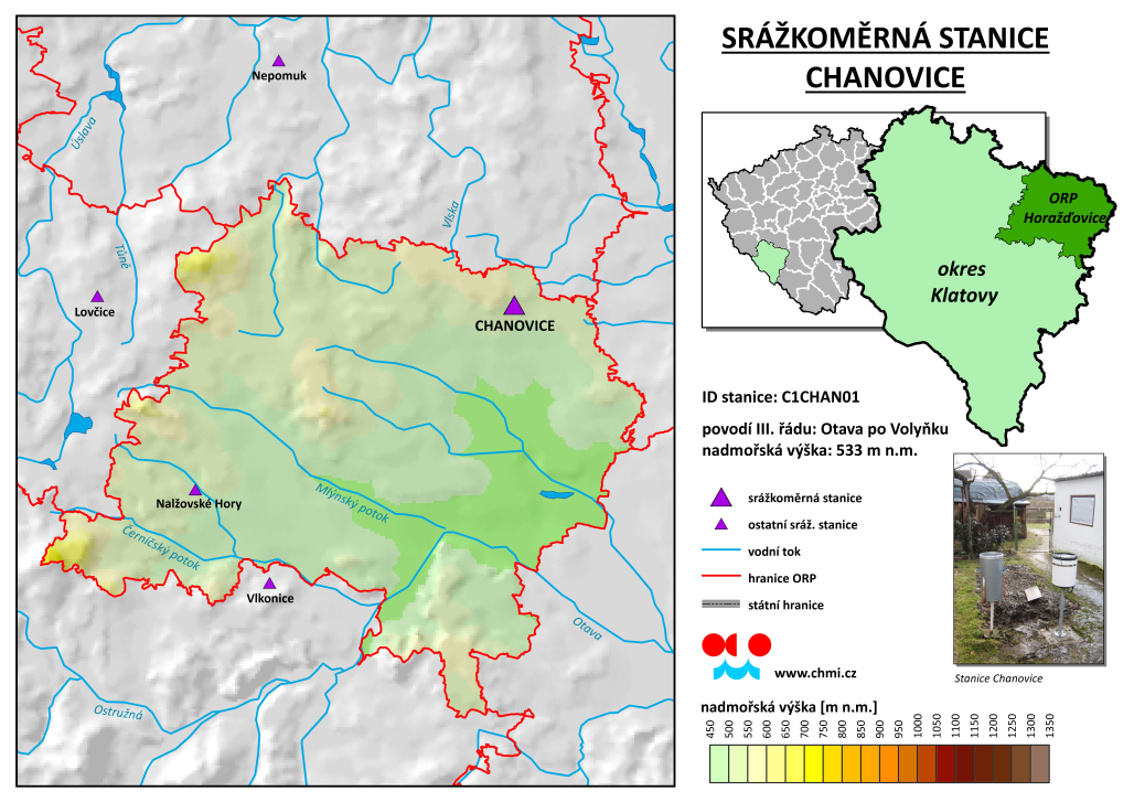 Průběh srážek ve stanici Chanovice