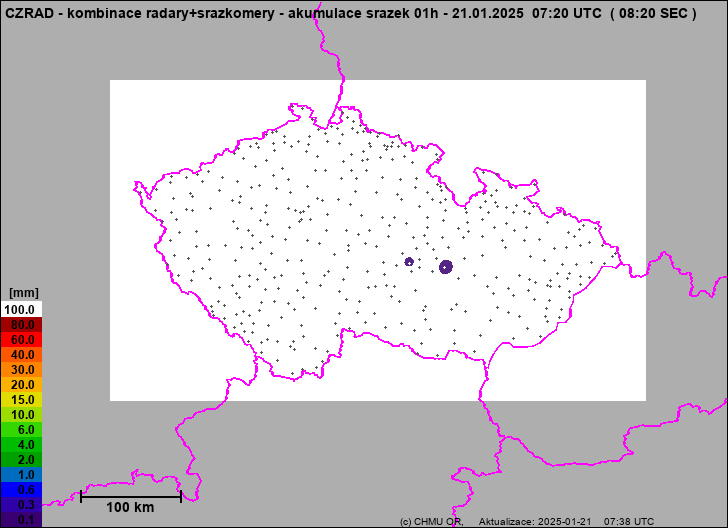 Srážky na území ČR - Kombinace radarového odhadu a pozemních srážkoměrů