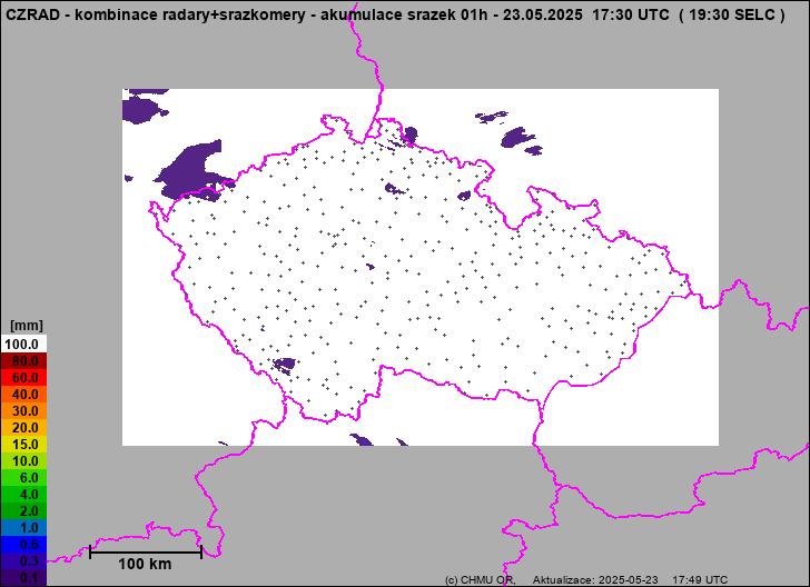 Srážky na území ČR - Kombinace radarového odhadu a pozemních srážkoměrů