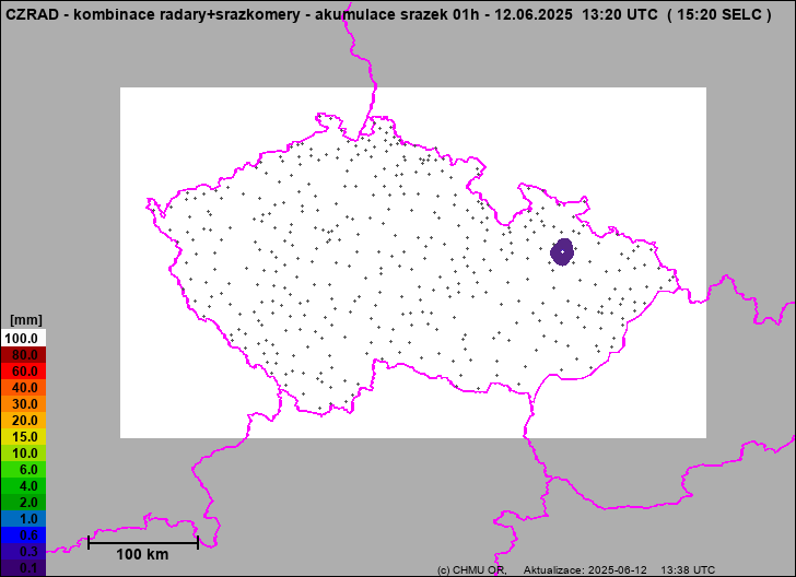 Srážky na území ČR - Kombinace radarového odhadu a pozemních srážkoměrů
