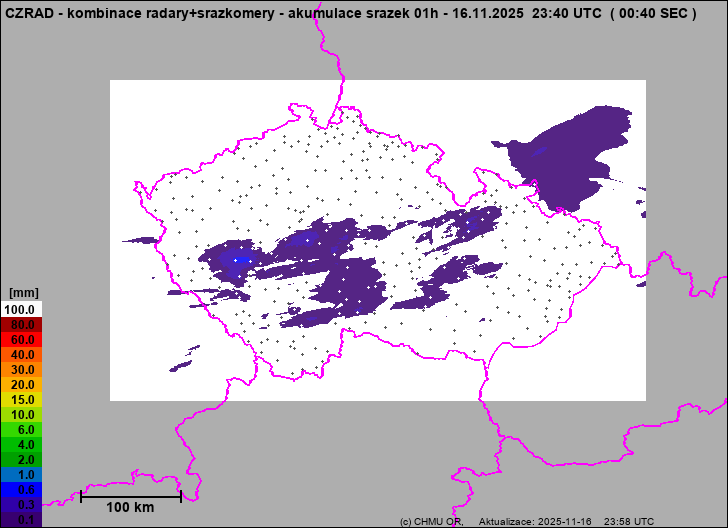 Srážky na území ČR - Kombinace radarového odhadu a pozemních srážkoměrů