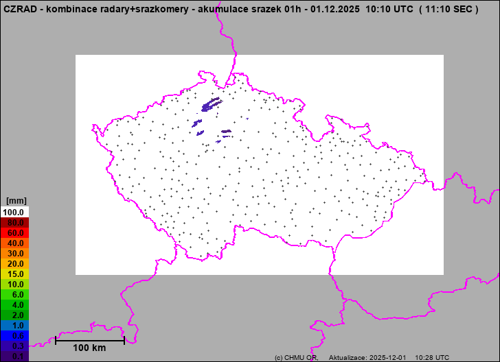 Srážky na území ČR - Kombinace radarového odhadu a pozemních srážkoměrů