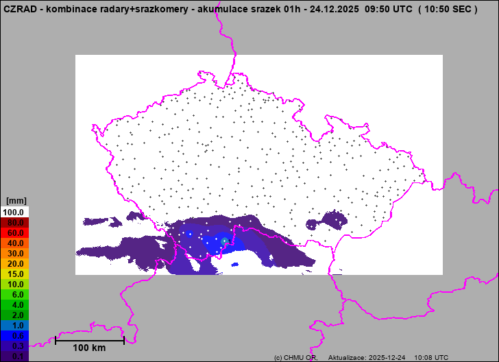 Srážky na území ČR - Kombinace radarového odhadu a pozemních srážkoměrů