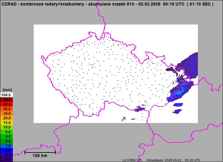 Srážky na území ČR - Kombinace radarového odhadu a pozemních srážkoměrů