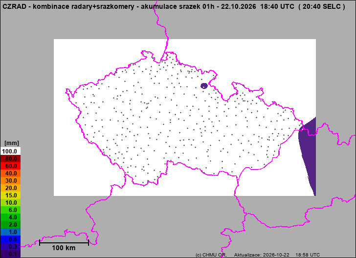 Srážky na území ČR - Kombinace radarového odhadu a pozemních srážkoměrů