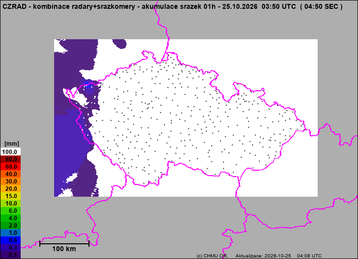Srážky na území ČR - Kombinace radarového odhadu a pozemních srážkoměrů