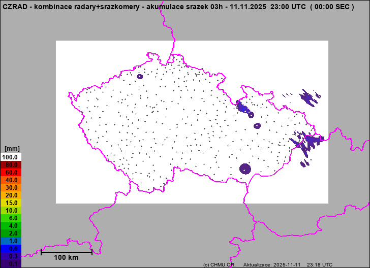 Srážky na území ČR - Kombinace radarového odhadu a pozemních srážkoměrů