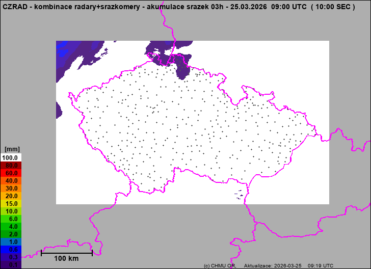 Srážky na území ČR - Kombinace radarového odhadu a pozemních srážkoměrů