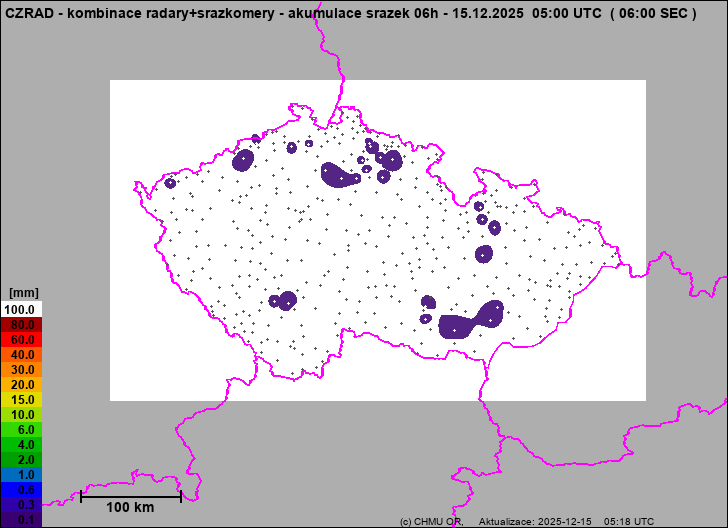 Srážky na území ČR - Kombinace radarového odhadu a pozemních srážkoměrů