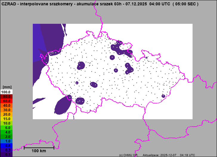 Srážky na území ČR - Pouze pozemní srážkoměry